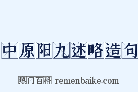 中原阳九述略造句是什么意思的图片